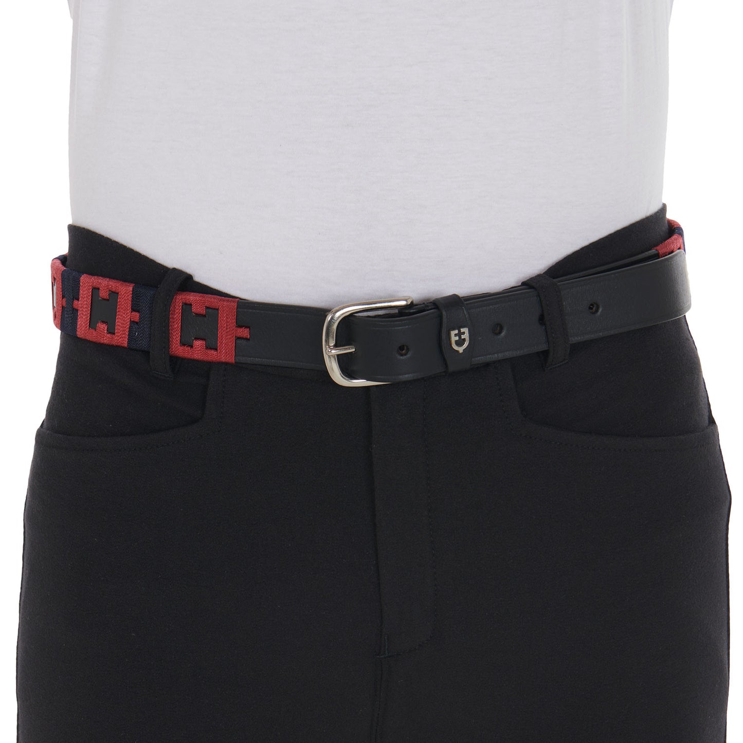 Leather Belt with Geometric Pattern - Equestrian Riding Belt 75cm