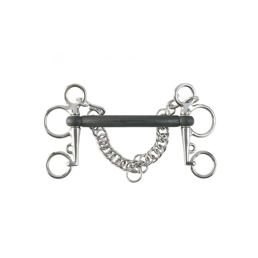 Horze Mullen Mouth Pelham Rubber Bit - Black - 12.5 cm
