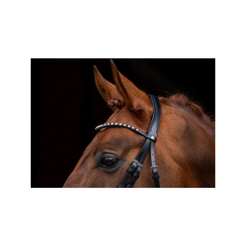 Maila Black Bridle Cob – Elegant Horse Bridle with Rhinestone Browband