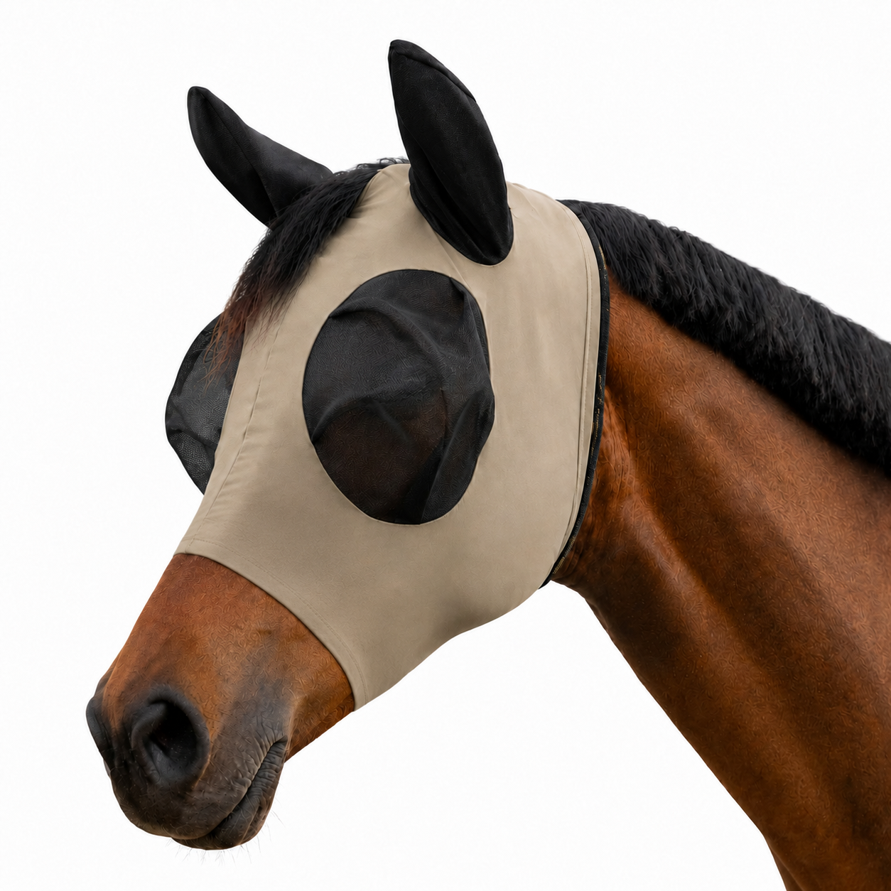 FinoStretch Zipper Fly Mask - Stretch Horse Fly Protection Mask