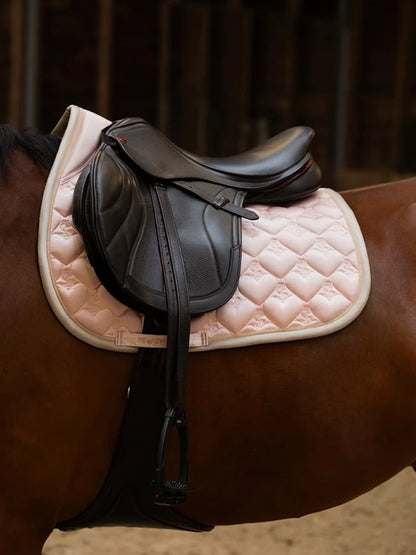 PS of Sweden Quilted Heart Ear Bonnet & Saddle Bundle Set (Whipped Pink)