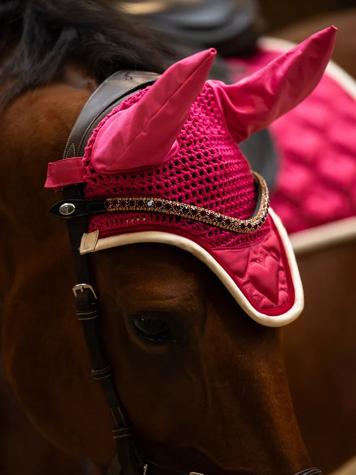 PS of Sweden Quilted Heart Ear Bonnet & Saddle Bundle Set (Thrill Pink)