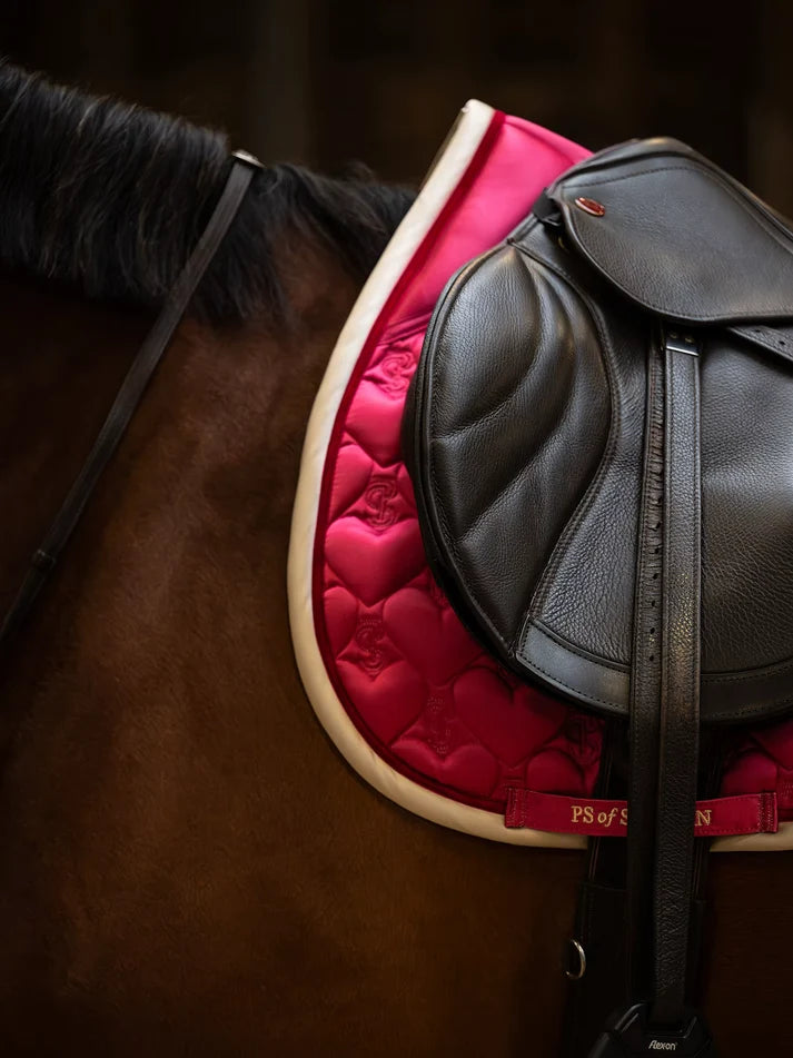 PS of Sweden Quilted Heart Ear Bonnet & Saddle Bundle Set (Thrill Pink)