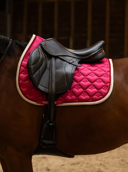 PS of Sweden Quilted Heart Ear Bonnet & Saddle Bundle Set (Thrill Pink)