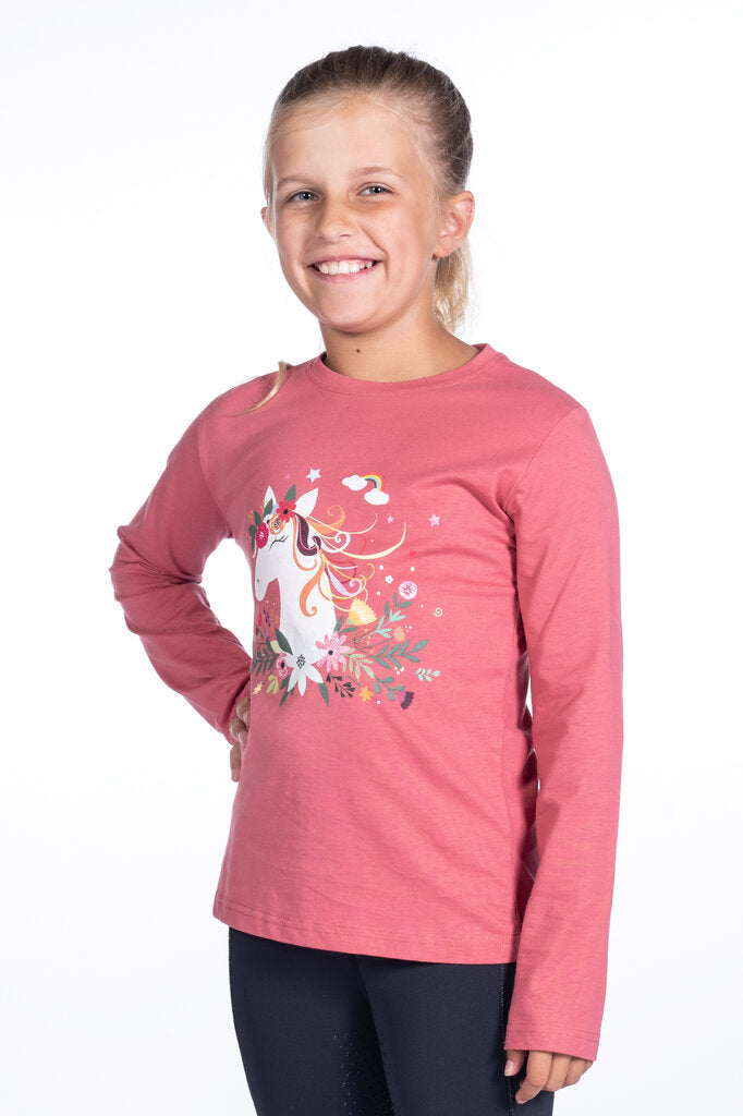 Kids Wonderland Longsleeve Shirt Raspberry - Children’s Riding Top
