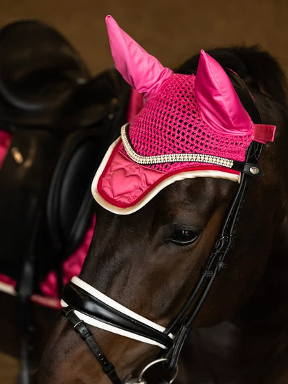 PS of Sweden Quilted Heart Ear Bonnet & Saddle Bundle Set (Thrill Pink)