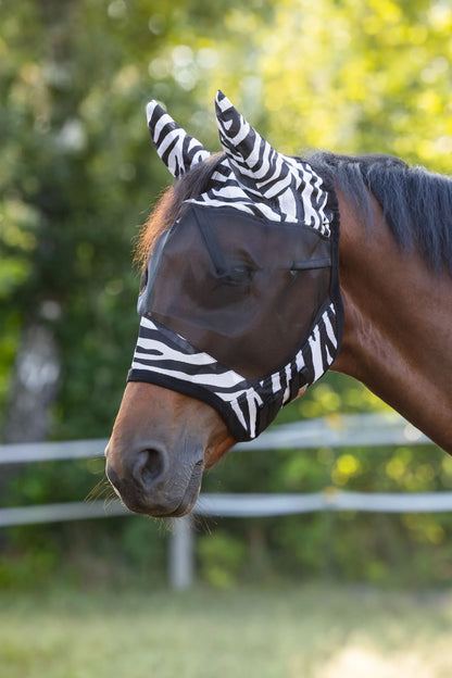 Zebra Fly Mask with Ear Protection - Horse Fly Mask