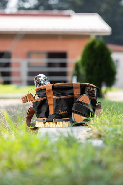 Grooming Bag - Horse Grooming Storage Bag (Black / Cognac)