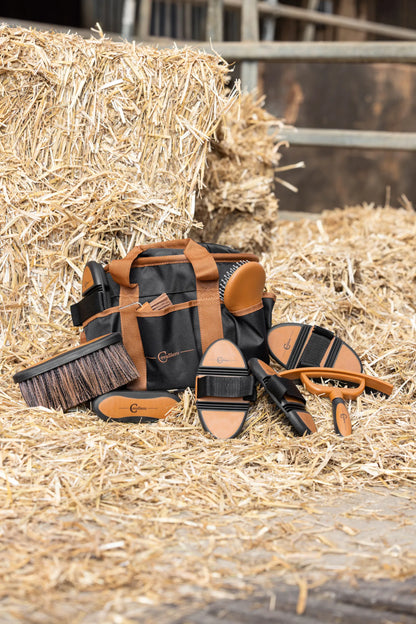 Grooming Bag - Horse Grooming Storage Bag (Black / Cognac)