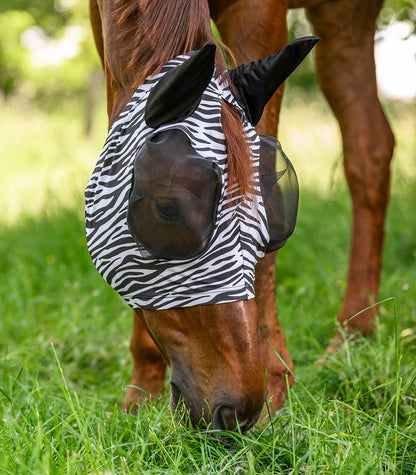 Puck Fly Mask Zebra - Horse Fly Protection Mask