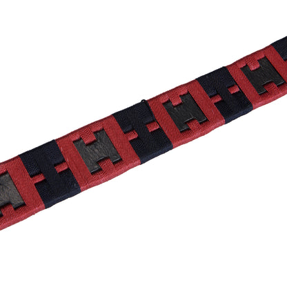 Leather Belt with Geometric Pattern - Equestrian Riding Belt 75cm