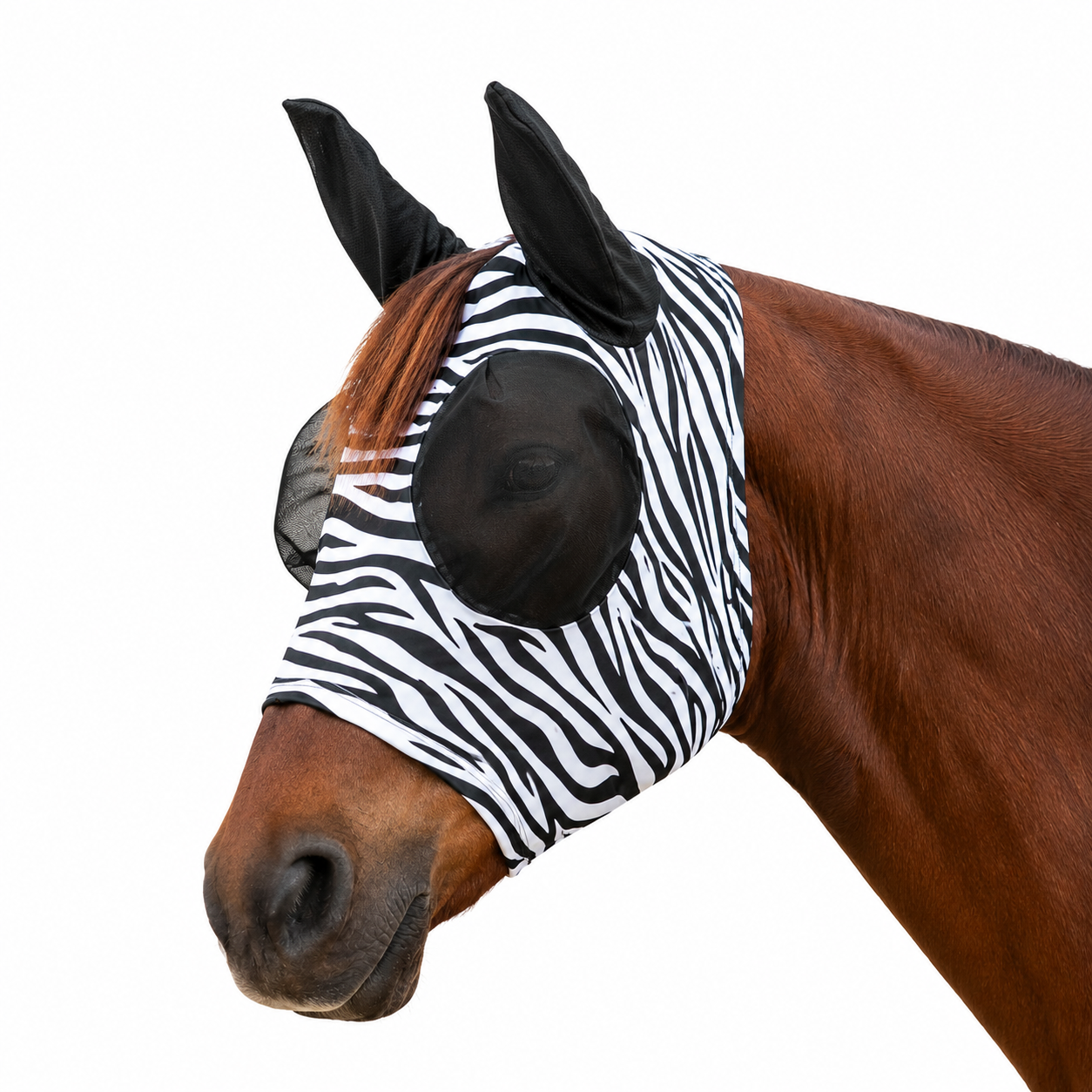 Puck Fly Mask Zebra - Horse Fly Protection Mask