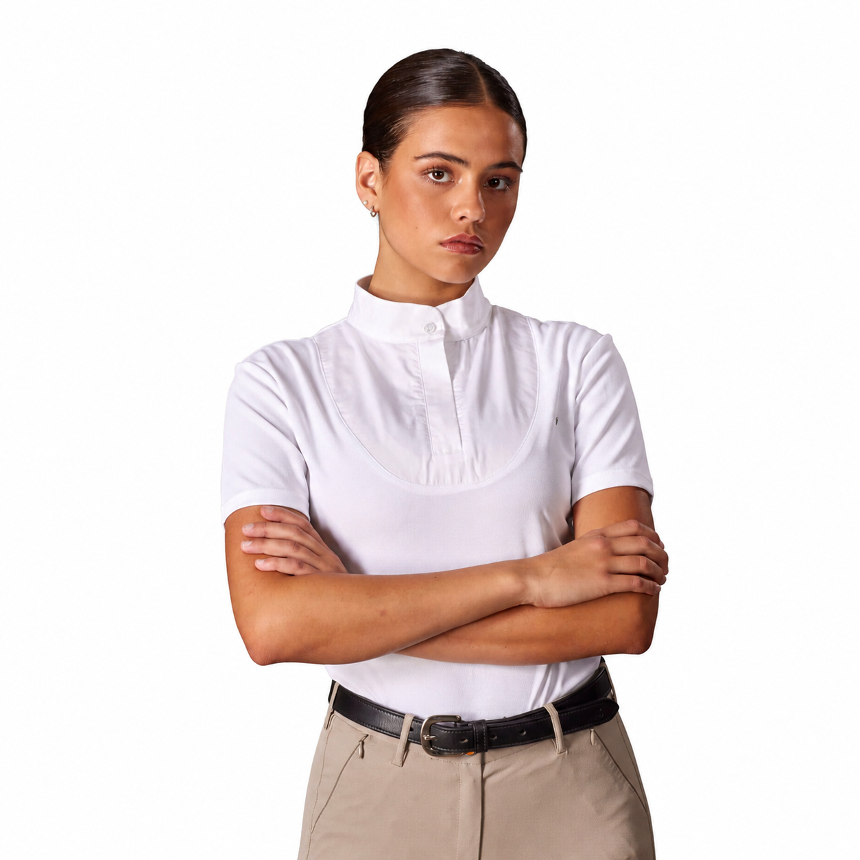 Aubrion Short Sleeve Stock Shirt - White Equestrian Competition Shirt