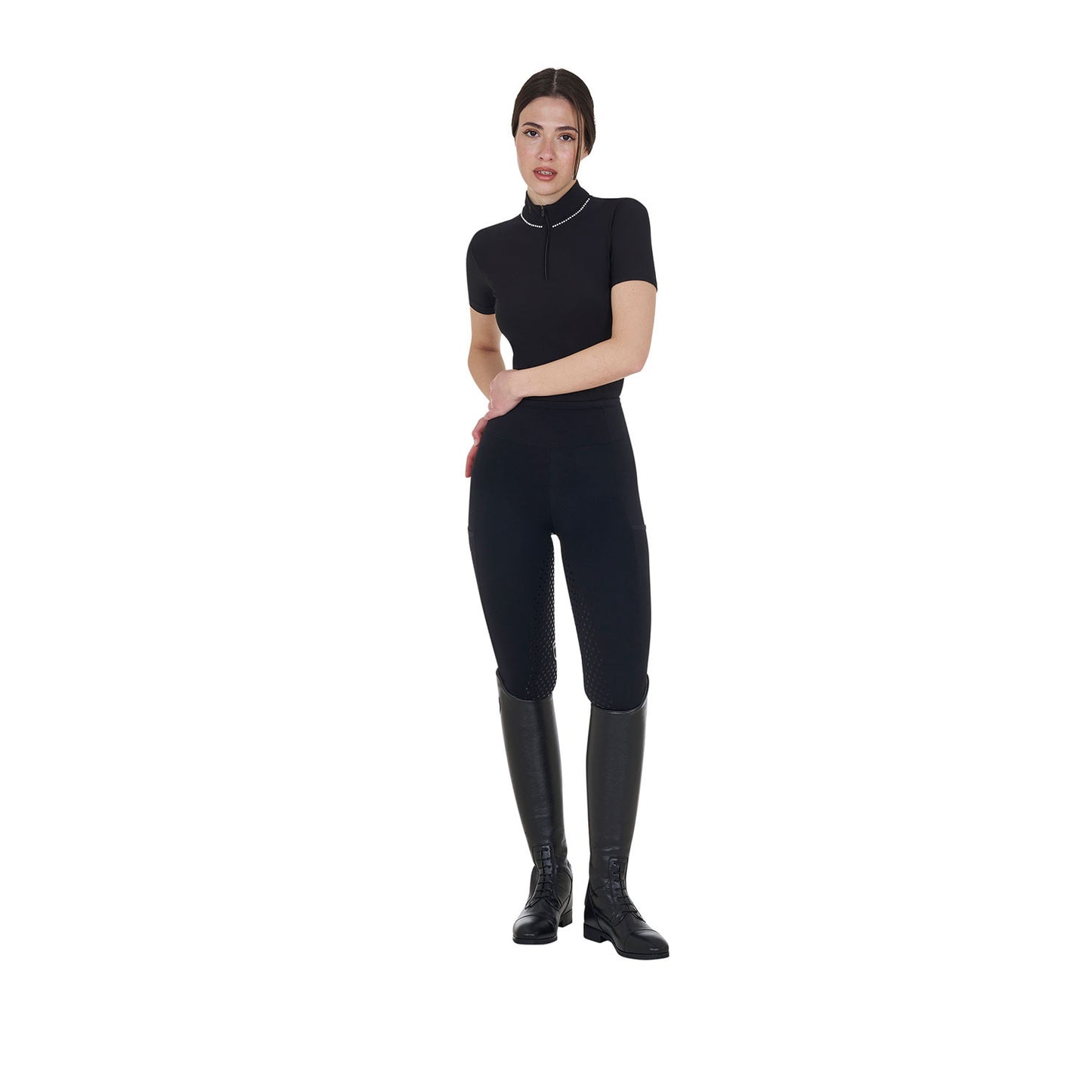 Women’s Leggings with Perforated Decorations - Equestrian Riding Tights