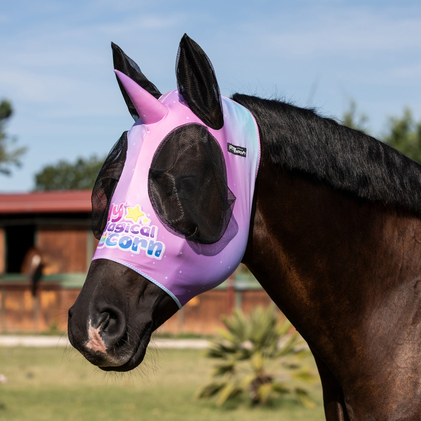 Unicorn Fly Mask with Ear Cover - Anti-Fly Horse Mask