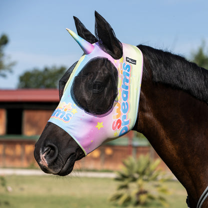 Unicorn Fly Mask with Ear Cover - Anti-Fly Horse Mask