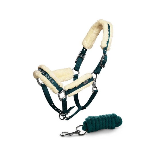 Equestrian Stockholm Emerald Fur Halter & Lead Rope
