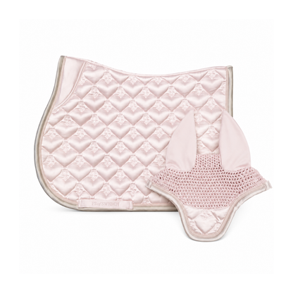 PS of Sweden Quilted Heart Ear Bonnet & Saddle Bundle Set (Whipped Pink)
