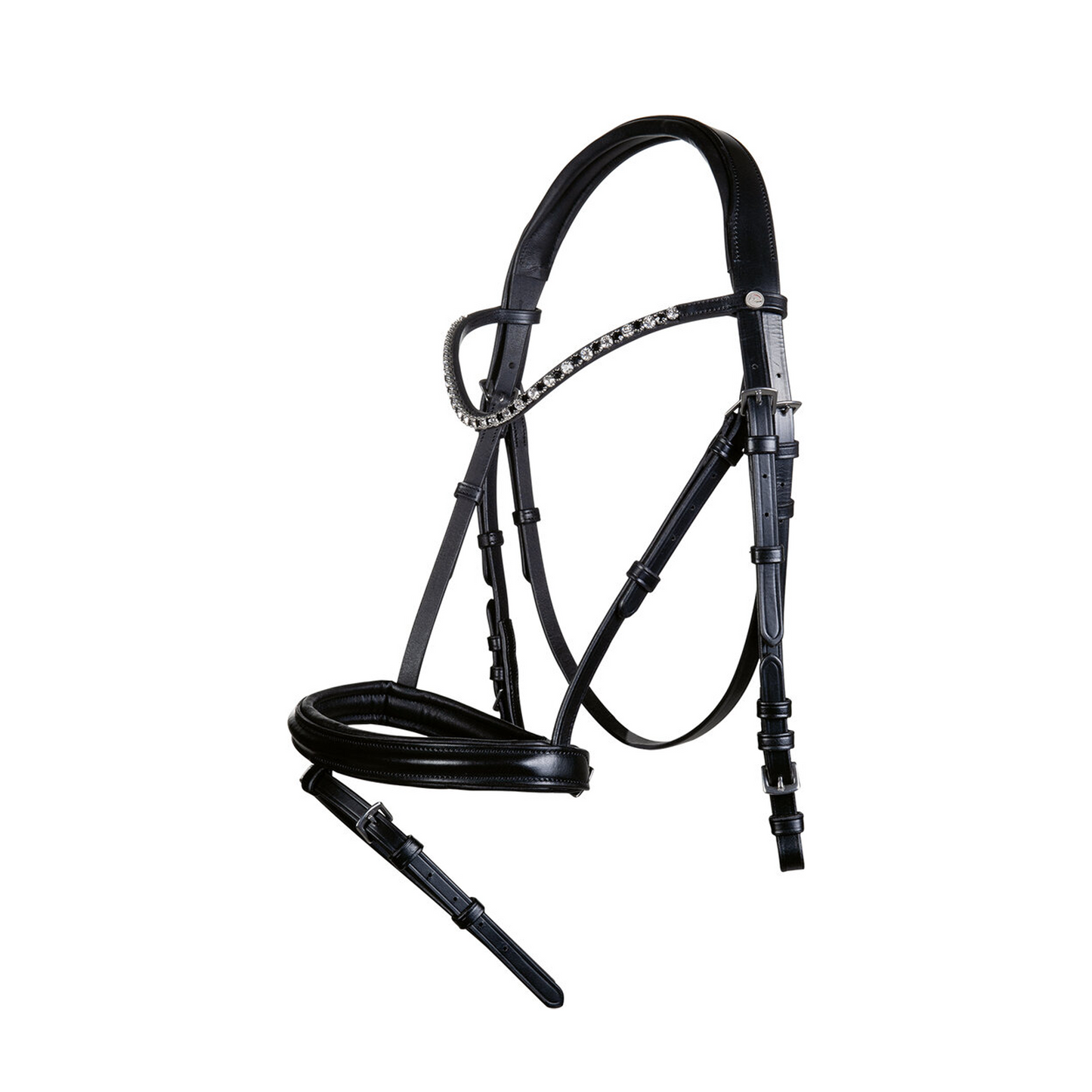 Maila Black Bridle Cob – Elegant Horse Bridle with Rhinestone Browband