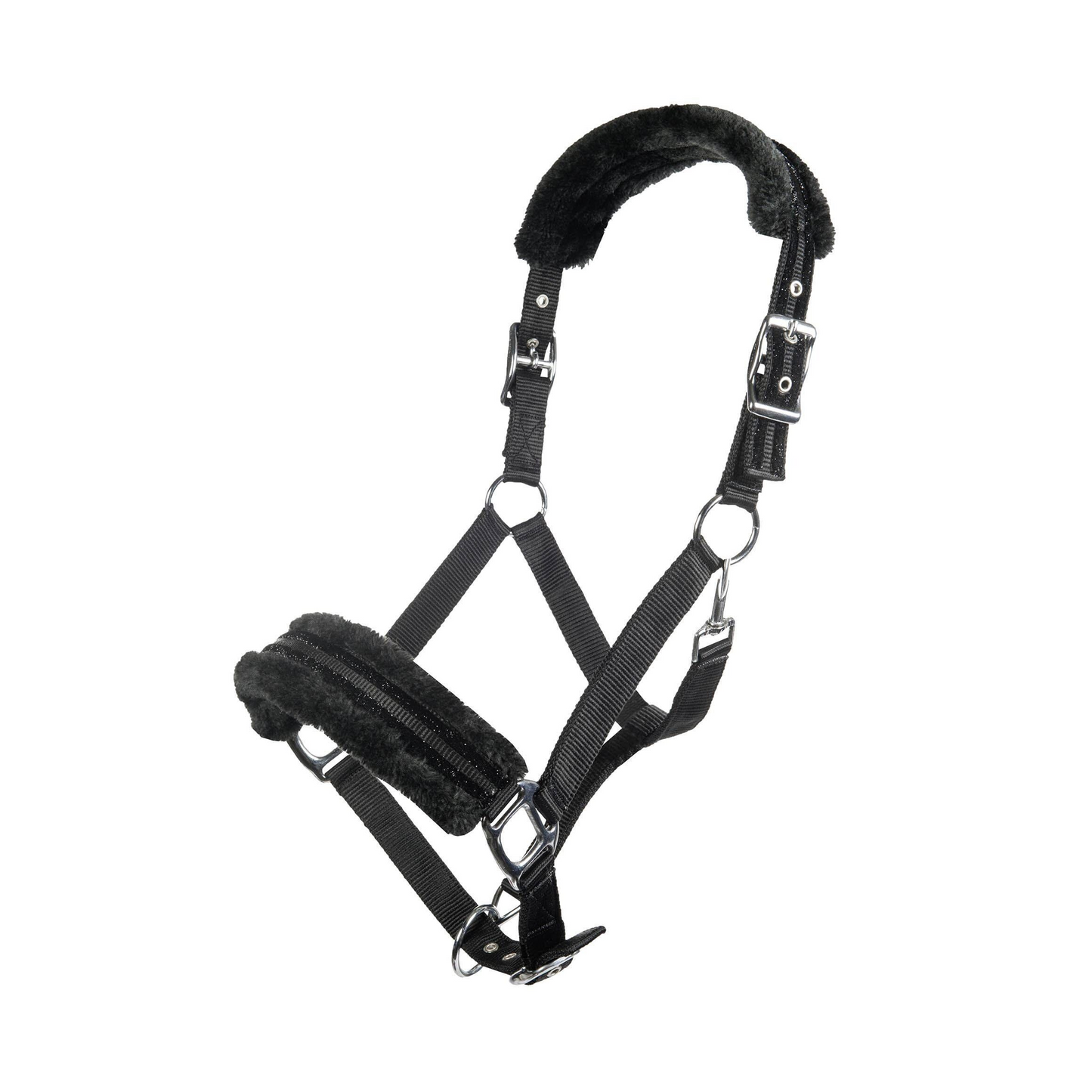 Glitter Nylon Head Collar with Polar Fleece - Soft Padded Horse Halter