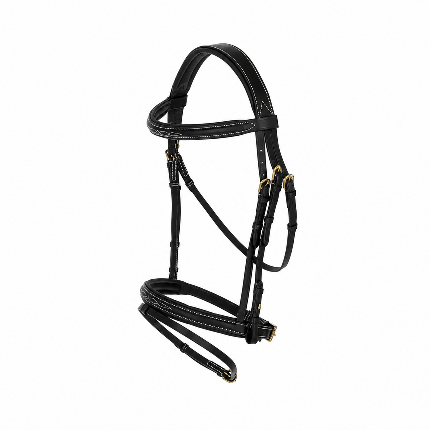 Classic Snaffle Bridle - Sewn Detail - Leather Horse Bridle