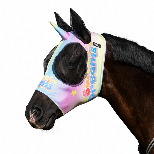 Unicorn Fly Mask with Ear Cover - Anti-Fly Horse Mask