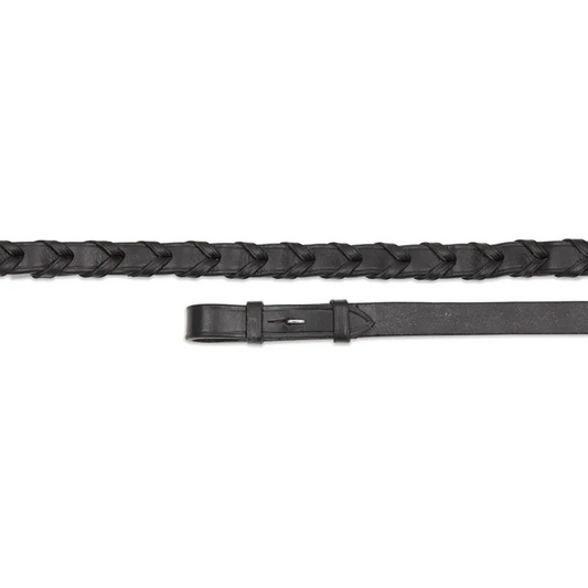 Shires Velociti GARA Lace Leather Reins Black - Premium Bridle Reins